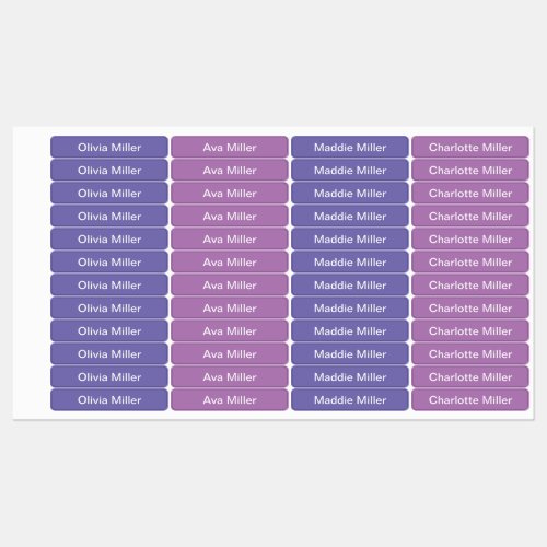 Purple name labels for school camp daycare