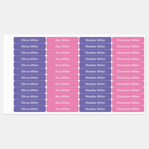 Purple name labels for school camp daycare