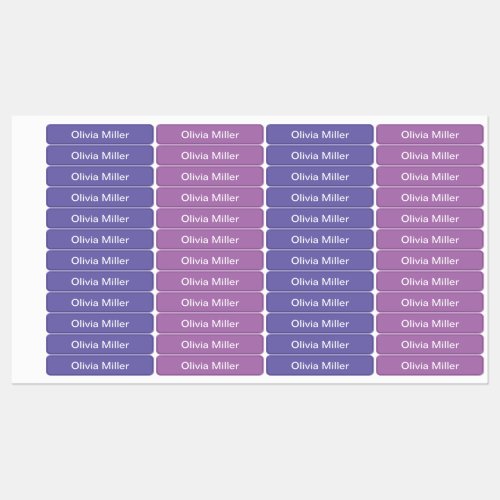 Purple name labels for school camp daycare