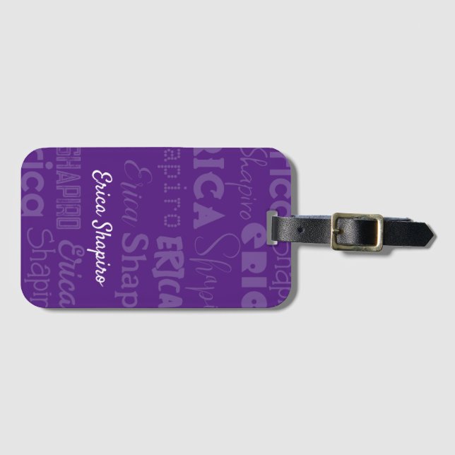 Purple Name Luggage Tag (Front Horizontal)