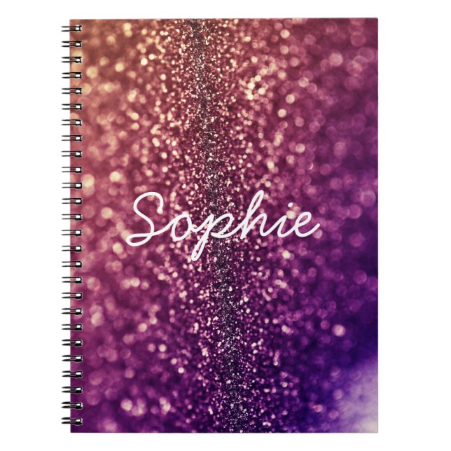 Purple named SOPHIE crystal glitter notebook (Front)