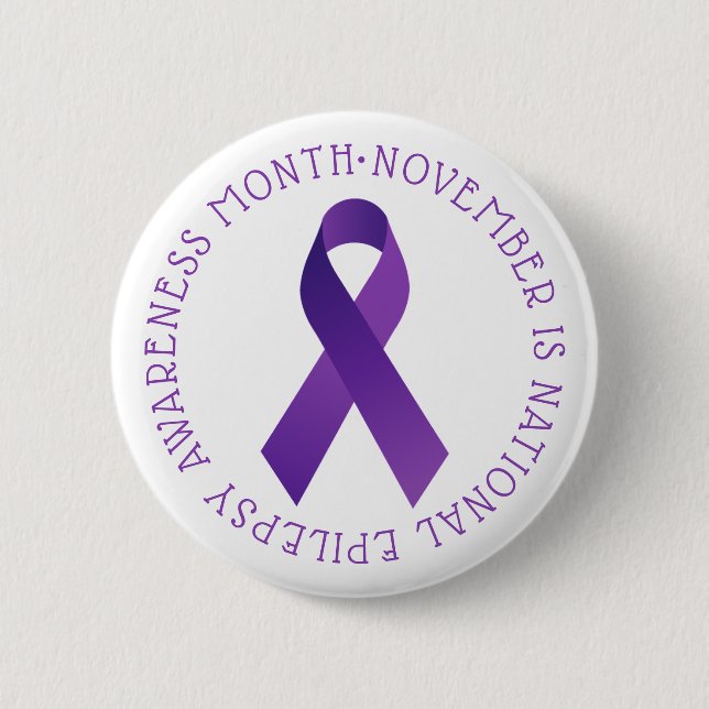 Purple National Epilepsy Awareness Month Ribbon  Button (Front)
