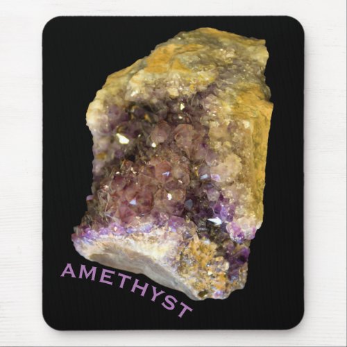 Purple Natural Amethyst Crystals Mineral Photo Mouse Pad