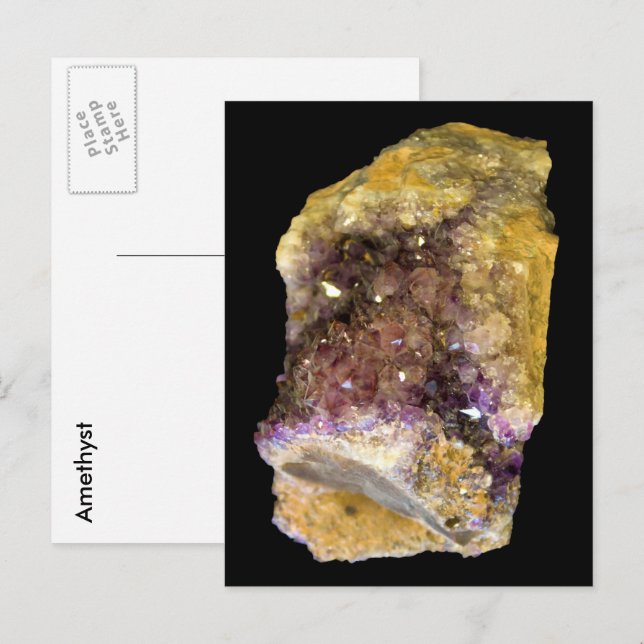 Purple Natural Amethyst Crystals Mineral Photo Postcard (Front/Back)