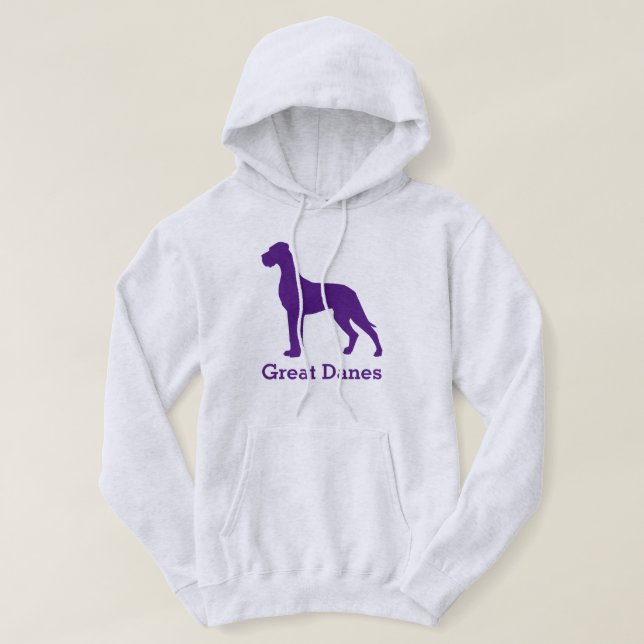 Purple Natural Great Dane Hoodie (Design Front)