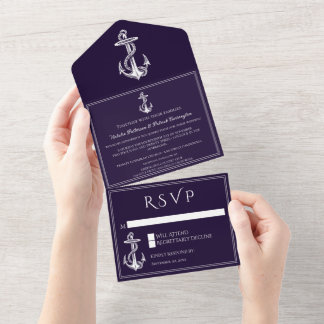 Purple Nautical Anchor All In One Invitation