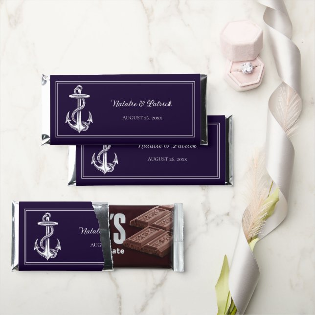Purple Nautical Anchor Hershey Bar Favors (Front)