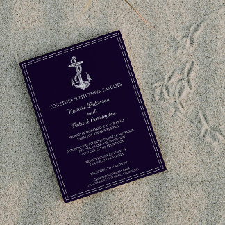 Purple Nautical Anchor Wedding Invitation