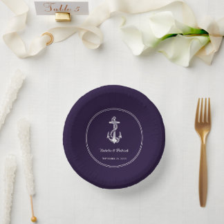 Purple Nautical Anchor Wedding Paper Bowls