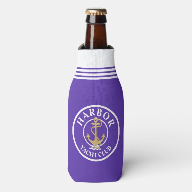 Purple Nautical Bottle Cooler (Bottle Front)