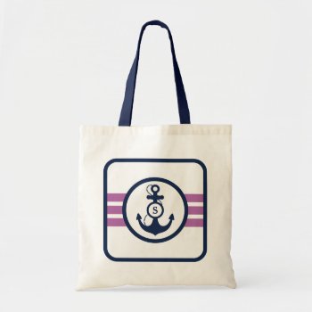 Purple Nautical Monogram Tote Bag by snowfinch at Zazzle