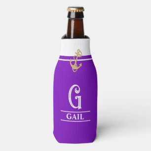 Purple Nautical Monogrammed Bottle Cooler