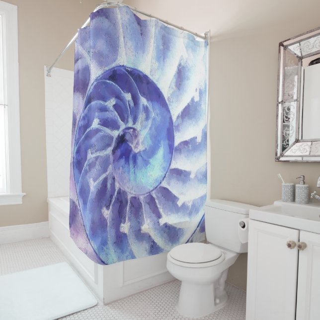 Purple Nautilus Art Shower Curtain (In Situ)