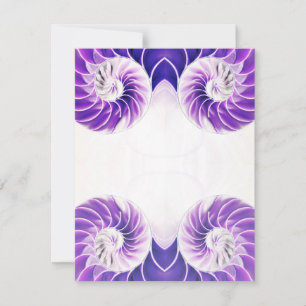 Purple Nautilus Shell Fibonacci Spiral  Holiday Card