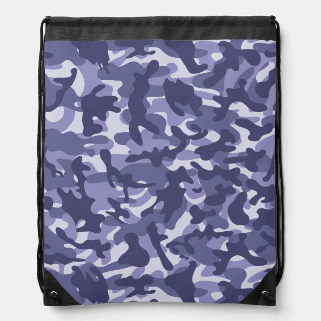 Purple Navy Camouflage   Drawstring Bag (Front)