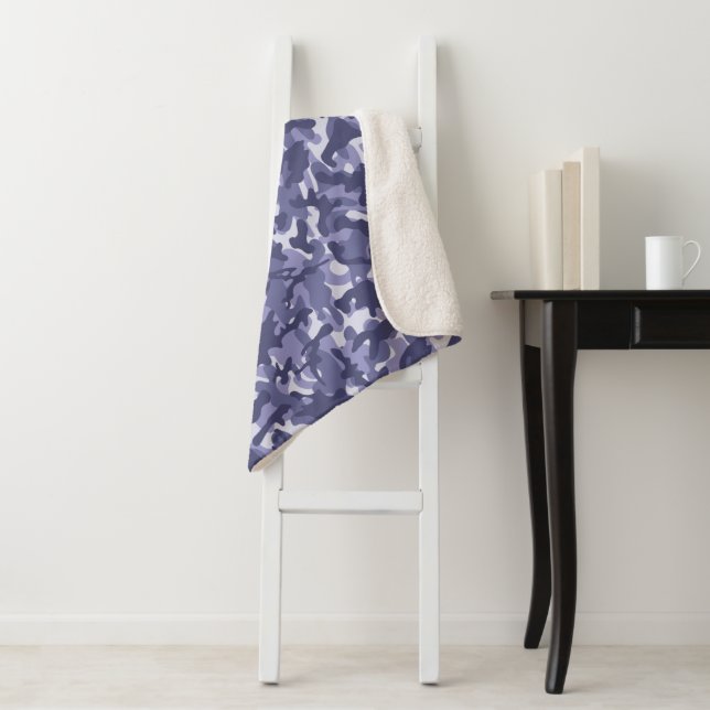 Purple Navy Camouflage  Sherpa Blanket (In Situ)