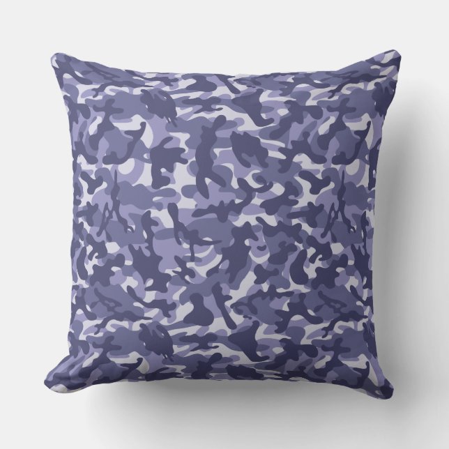 Purple Navy Camouflage  Throw Pillow (Front)