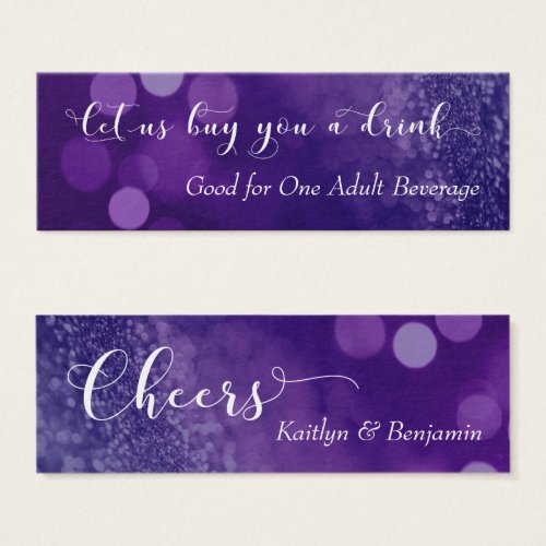 Purple Navy Ombre Glitter Bokeh Mini Drink Ticket