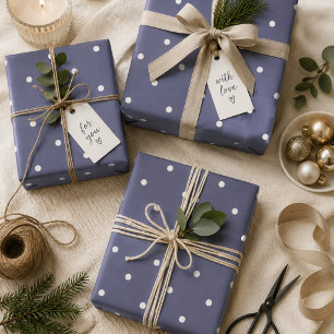 Purple Navy Polka Dots  Wrapping Paper