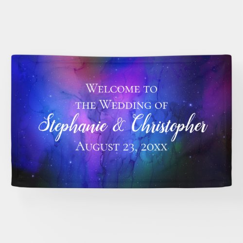 Purple Nebula Celestial Art Outer Space Wedding Banner