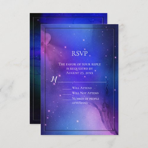 Purple Nebula Celestial Art Outer Space Wedding Invitation