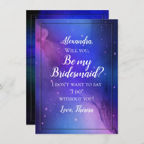 Purple Nebula Celestial Art Outer Space Wedding Invitation