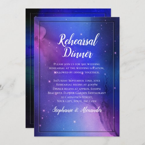 Purple Nebula Celestial Art Outer Space Wedding Invitation