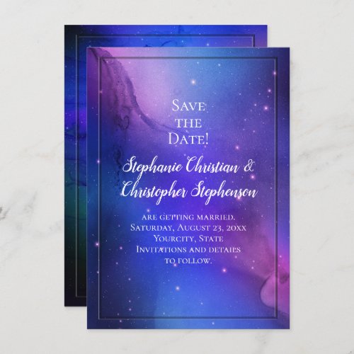 Purple Nebula Celestial Art Outer Space Wedding Invitation