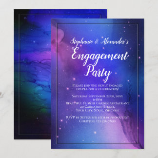 Purple Nebula Celestial Art Outer Space Wedding Invitation