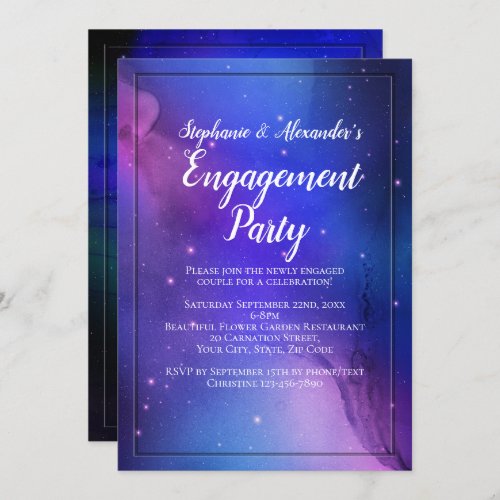 Purple Nebula Celestial Art Outer Space Wedding Invitation