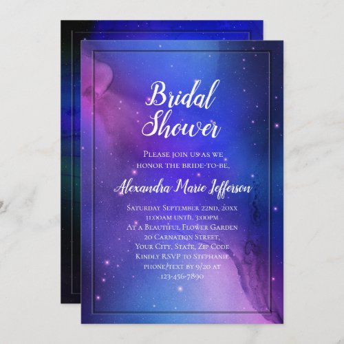 Purple Nebula Celestial Art Outer Space Wedding Invitation