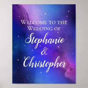 Purple Nebula Celestial Art Outer Space Wedding Poster