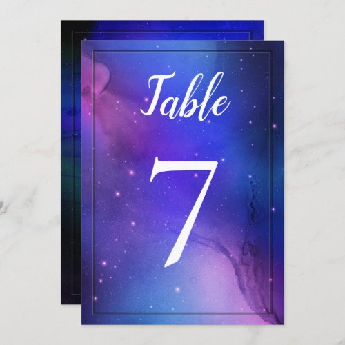 Purple Nebula Celestial Art Wedding Table Number