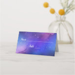 Purple Nebula Celestial Art Wedding Table Place Place Card