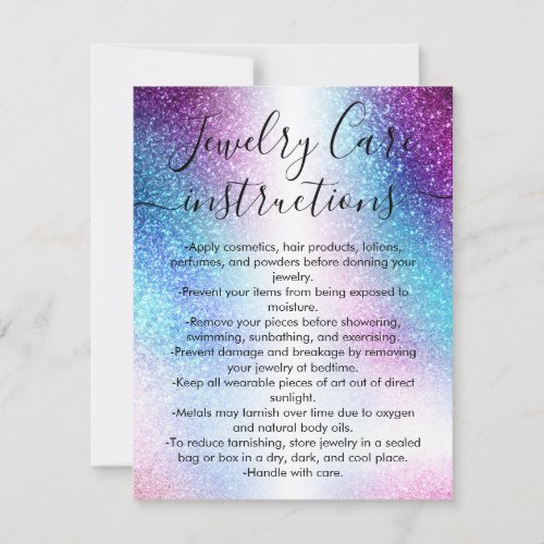 Purple Nebula Galaxy Glitter Jewelry Care Card