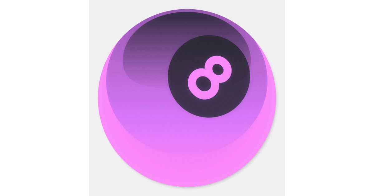 Purple Neon 8 Ball Classic Round Sticker Zazzle Com