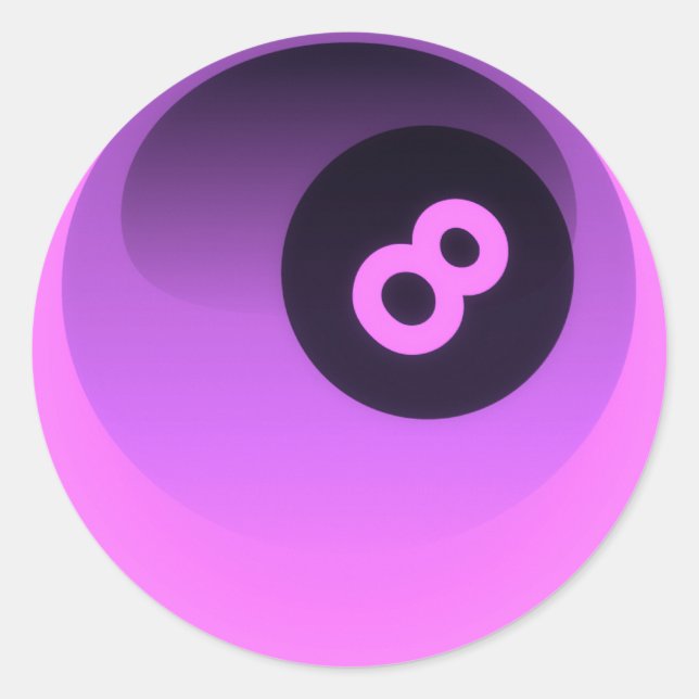 Purple Neon 8 Ball Classic Round Sticker (Front)