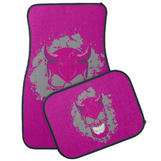 Purple Neon Demon Skull Car Floor Mat