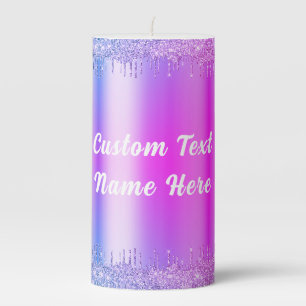 Purple Neon Glitter Candle with Custom Text
