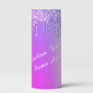 Purple Neon Glitter Sparkly Custom Text Candle