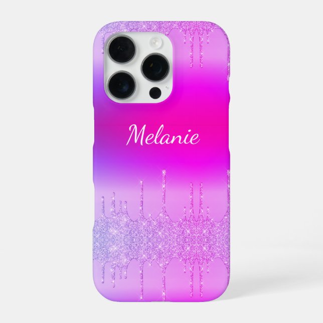 Purple Neon iPhone Case Personalized Your Name (Back)