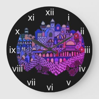 Purple Neon Jerusalem Wall Clock