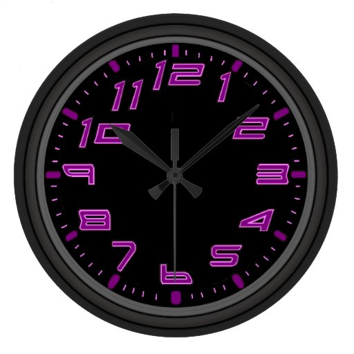 Purple Neon Nights Large Clock | Zazzle