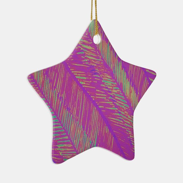Purple Neon Palms Ceramic Ornament (Right)