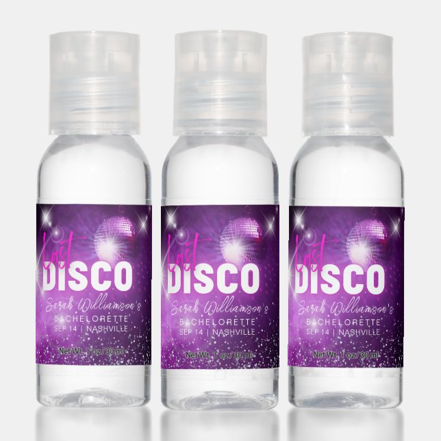 Purple Neon Pink Disco Bachelorette Party Favors Hand Sanitizer (Set)
