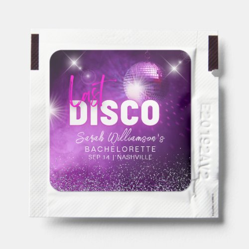 Purple Neon Pink Last Disco Bachelorette Party Fav Hand Sanitizer Packet