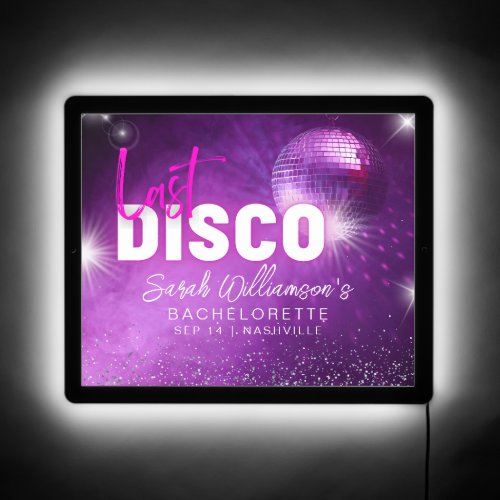 Purple Neon Pink Last Disco Bachelorette Party LED Sign