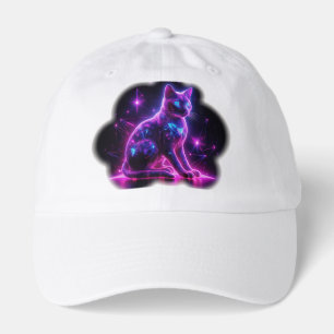 Purple Neon Siamese Cat With Blue Eyes & Starburst Hat