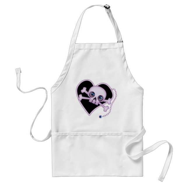 Purple Neon Skull Adult Apron (Front)
