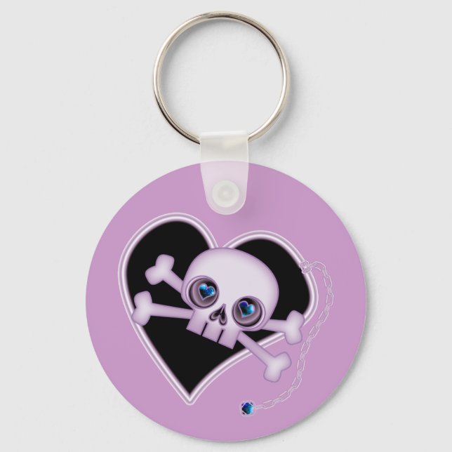 Purple Neon Skull Keychain (Front)